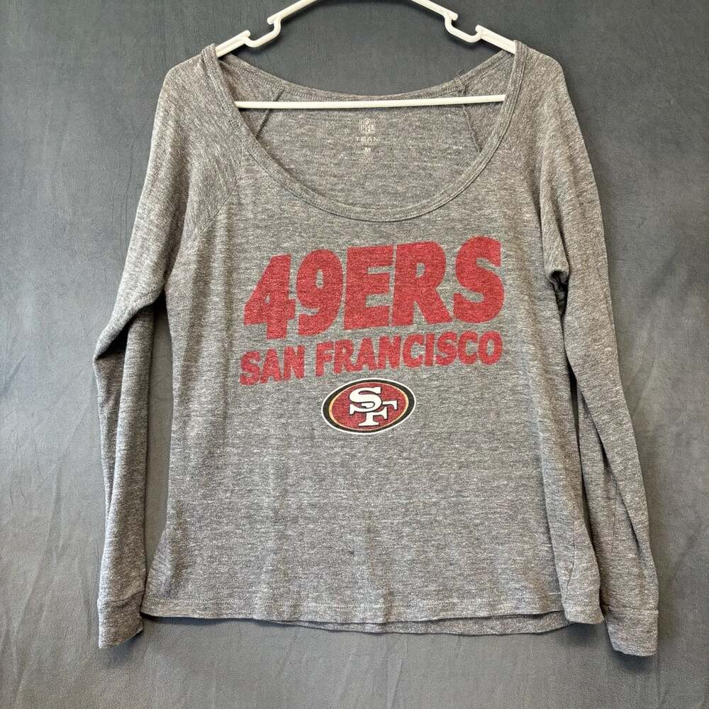 NFL Team Apparel San Francisco 49ers Long Sleeve Shirt Size M Gray Women’s